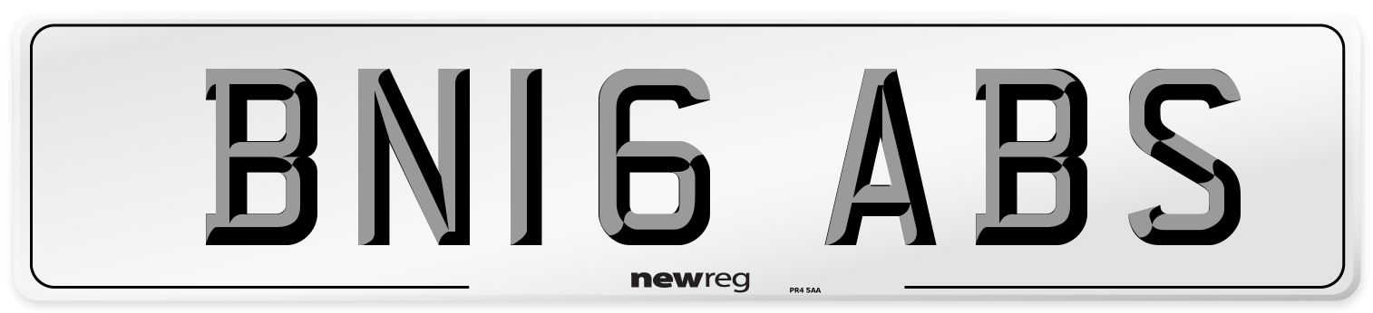 BN16 ABS Number Plate from New Reg